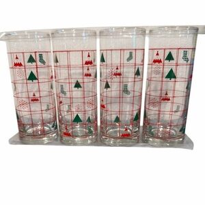 Vintage Panache by Dema Christmas Holiday 6.5” Glasses Original Box Set of 4